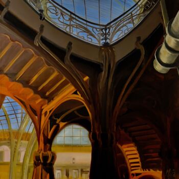 Peinture intitulée "Au Grand Palais" par Marie France Garrigues, Œuvre d'art originale, Huile Monté sur Châssis en bois