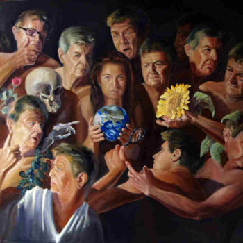 Malerei mit dem Titel "Die Weltanschauung" von Hermann J. Heiss, Original-Kunstwerk, Öl