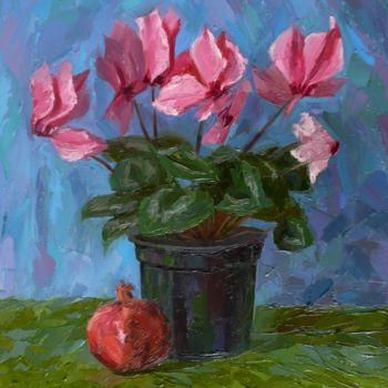 Painting titled "Весенний цветок" by Sergey Perevozchenko, Original Artwork, Oil