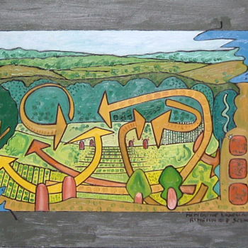 Ζωγραφική με τίτλο "Meditative Landscap…" από Gerald Shepherd F.F.P.S., Αυθεντικά έργα τέχνης, Λάδι