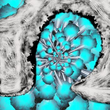 Digital Arts titled "La Tête en Fleurs -…" by Cila, Original Artwork, Digital Painting