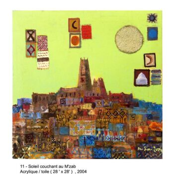 Peinture intitulée "Soleil couchant à G…" par M'Hamed Saci, Œuvre d'art originale, Huile