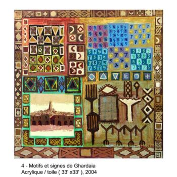 Peinture intitulée "Motifs de ghardaia 2" par M'Hamed Saci, Œuvre d'art originale, Huile