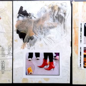 Drawing titled "triptyque augmenté…" by Baptiste Vanweydeveldt, Original Artwork, Ballpoint pen