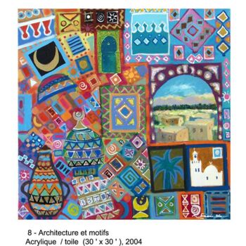 Peinture intitulée "Architecture et mot…" par M'Hamed Saci, Œuvre d'art originale, Huile