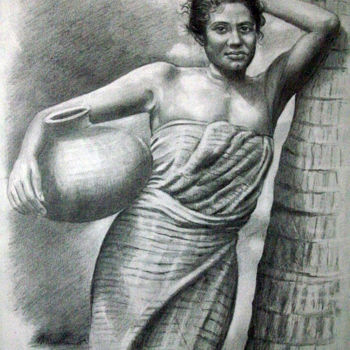Peinture intitulée "Satisfaction" par Nilantha Vidanarachchi, Œuvre d'art originale, Huile Monté sur Châssis en bois