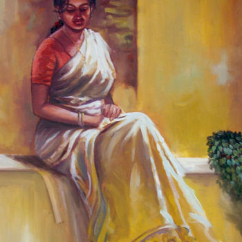 Pintura titulada "Lonely Prayer" por Nilantha Vidanarachchi, Obra de arte original, Oleo Montado en Bastidor de camilla de m…