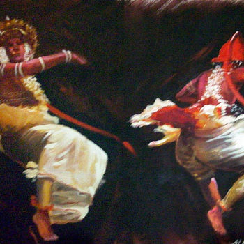 Pintura titulada "Twin Twirls" por Nilantha Vidanarachchi, Obra de arte original, Oleo Montado en Bastidor de camilla de mad…