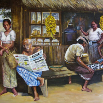 Pintura titulada "Relaxed Afternoon" por Nilantha Vidanarachchi, Obra de arte original, Oleo Montado en Bastidor de camilla…
