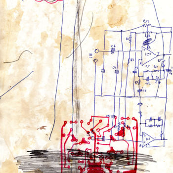 Dessin intitulée ""T" abécédaire russ…" par Baptiste Vanweydeveldt, Œuvre d'art originale, Stylo à bille