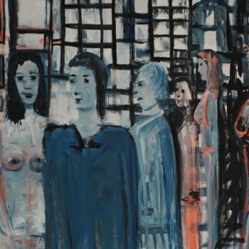 Painting titled "Downtown" by Peter Stutz, Original Artwork, Oil
