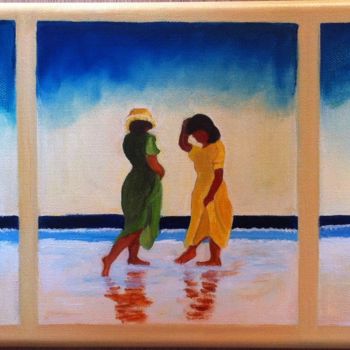 Peinture intitulée "triptyque plage (d'…" par Josy Chatain, Œuvre d'art originale