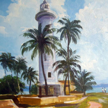 Pintura titulada "Beacon of Light" por Nilantha Vidanarachchi, Obra de arte original, Oleo Montado en Bastidor de camilla de…