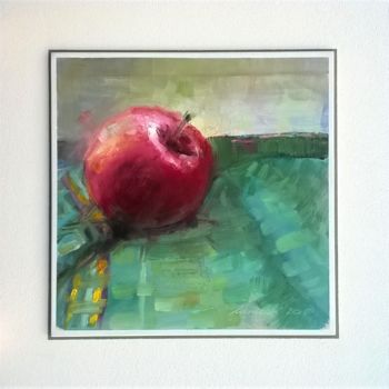 Painting titled ""Czerwone w zielony…" by Kazimierz Mordarski, Original Artwork, Oil