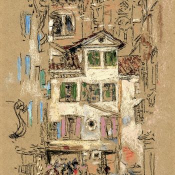 Painting titled "Under the Frari" by Jim Fischer, Original Artwork, Pastel