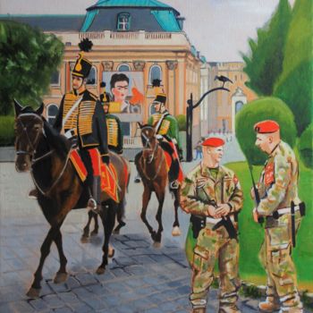 Painting titled "N°1083 Budapest 4.…" by R. Cavalié, Original Artwork, Other Mounted on Wood Stretcher frame