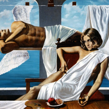 Картина под названием "Angel and Muse" - Sergey And Vera, Подлинное произведение искусства, Масло Установлен на Деревянная р…