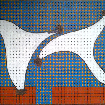 Painting titled "Doves On A Roof Top" by Gerald Shepherd F.F.P.S., Original Artwork, Acrylic