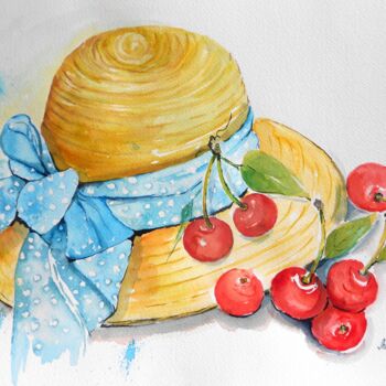 Pintura titulada "Kirschenzeit" por Maria Földy, Obra de arte original, Acuarela