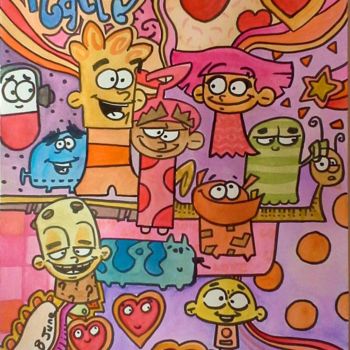 Dessin intitulée "Le Bonheur (happyne…" par Blendman, Œuvre d'art originale, Marqueur