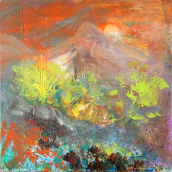 Painting titled "Paysage II" by Navema, Original Artwork, Acrylic Mounted on Wood Stretcher frame
