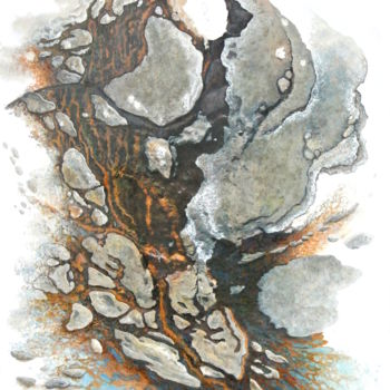 Peinture intitulée "Élan" par Dominique Gais, Œuvre d'art originale, Encre Monté sur Carton