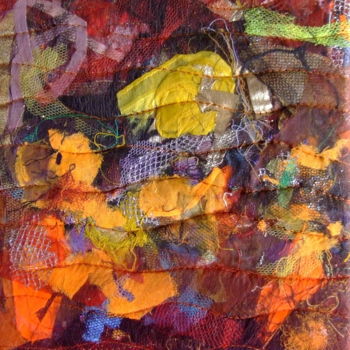 Art textile intitulée "Jardin jaune.jpg" par Jean Pierre Avonts-Saint-Lager, Œuvre d'art originale, Tissu Monté sur Carton