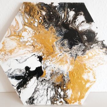 Ζωγραφική με τίτλο "Black Fluid art Lan…" από Iveta Zaharova (Kārkla), Αυθεντικά έργα τέχνης, Ακρυλικό