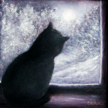 Painting titled "Where is the mistre…" by Elena Yudina, Original Artwork, Oil Mounted on Wood Panel