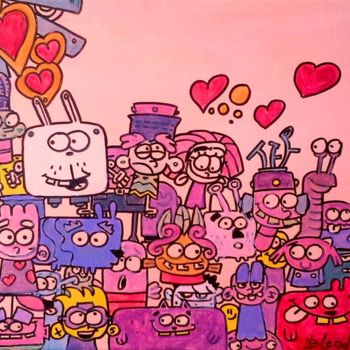 Peinture intitulée "la tribune des zoin…" par Blendman, Œuvre d'art originale, Acrylique