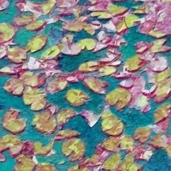 Painting titled "Nénuphars" by Philippe Karsenty, Original Artwork, Acrylic Mounted on Wood Stretcher frame