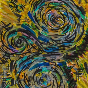 Dessin intitulée "Tourbillon" par Nicolas Bernié, Œuvre d'art originale, Marqueur