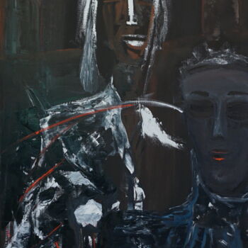 Painting titled "David and Goliath" by Peter Stutz, Original Artwork, Oil
