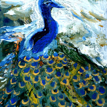 Peinture intitulée "PEACOCK-2" par Anandswaroop Manchiraju, Œuvre d'art originale, Acrylique