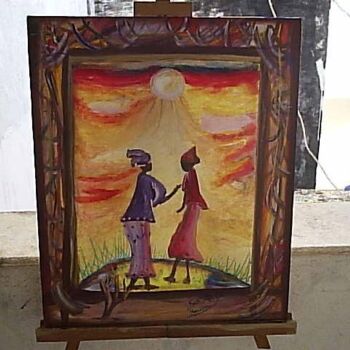 「dépence cotidiéne」というタイトルの絵画 Boubacar Sowによって, オリジナルのアートワーク, オイル