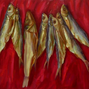 Painting titled "Рыба." by Sergey Perevozchenko, Original Artwork, Oil