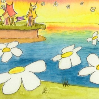 Painting titled "L'odeur de la brise" by Linda Molloy, Original Artwork, Watercolor