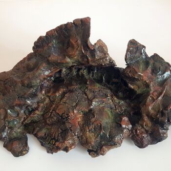 Sculpture titled "Souche d'arbre foss…" by Mylène Cg, Original Artwork, Ceramics