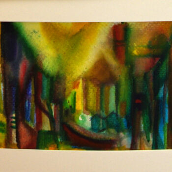 Peinture intitulée "Les chemins se croi…" par Muriel Cayet, Œuvre d'art originale, Aquarelle