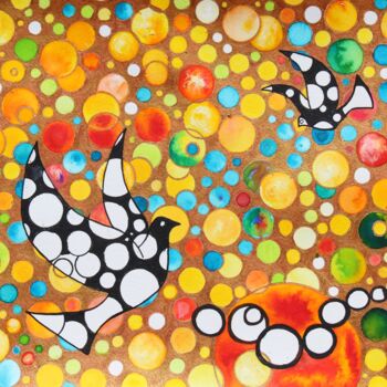 Peinture intitulée "Télésympathie" par Corinne Brossier (Atelier de l'imaginaire), Œuvre d'art originale, Acrylique
