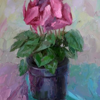 Painting titled "Цикламен." by Sergey Perevozchenko, Original Artwork, Oil