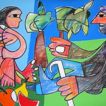 Painting titled "Bricfeasta ar an bh…" by Gabriele Donelli, Original Artwork, Pastel