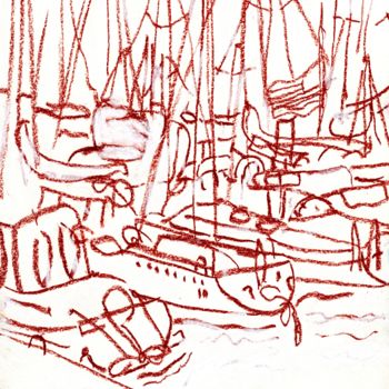 Drawing titled "Marina in Anacortes…" by Janel Bragg, Original Artwork, Pastel