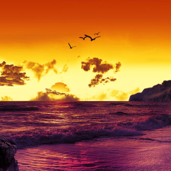 Arts numériques intitulée "coucher-de-soleil-s…" par Lecointre Patrick Artiste - Photographe, Œuvre d'art originale, Peintur…