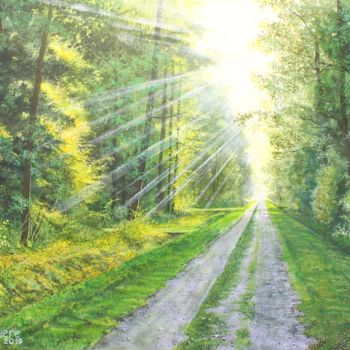 Painting titled "Lever de soleil à V…" by Pascal Riviere, Original Artwork, Acrylic