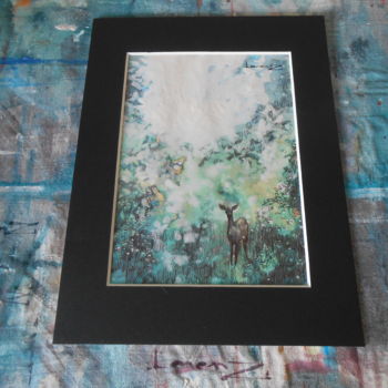 Painting titled "Biche au printemps" by Lorenz, Original Artwork, Acrylic