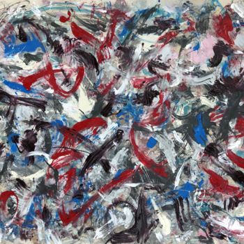 Ζωγραφική με τίτλο "N77 AbEx Abstract E…" από Robert Miskines, Αυθεντικά έργα τέχνης, Σμάλτο