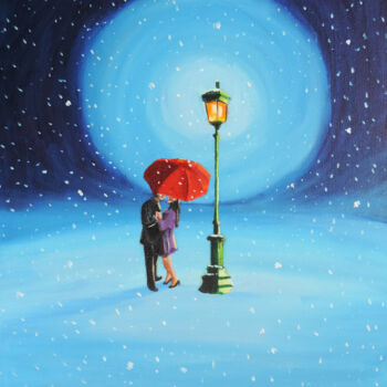 Painting titled "Romantic couple in…" by Gordon Bruce, Original Artwork, Oil