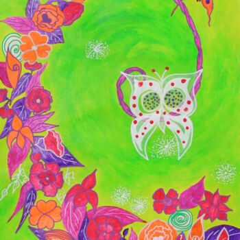 Peinture intitulée "Papibou" par Corinne Brossier (Atelier de l'imaginaire), Œuvre d'art originale, Acrylique