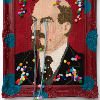Textile Art titled "Oleksandr Balbyshev…" by Oleksandr Balbyshev, Original Artwork, Embroidery Mounted on Wood Stretcher fra…